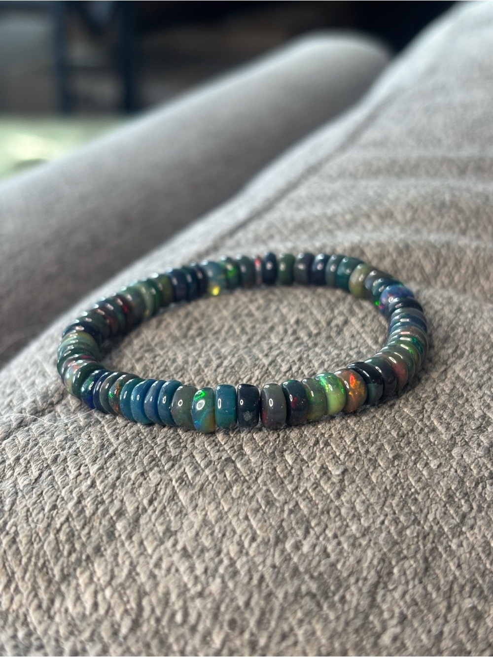 Iridescent Multicolor Opal Bead Stretch Bracelet